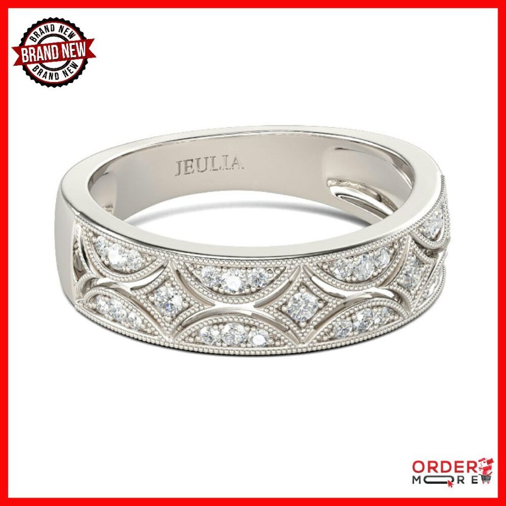 Sterling Silver Eternity Wedding Band Ring Size 8 Milgrain Detail
